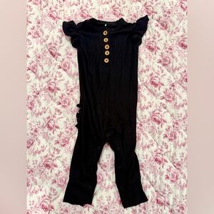 Posh Peanut Black Ruffled Jumpsuit